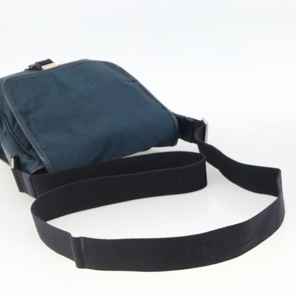 PRADA Shoulder Bag Nylon Navy Silver Auth LNZ603