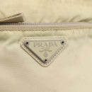PRADA Shoulder Bag Nylon Beige Silver Auth LNZ604-17