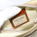 PRADA Shoulder Bag Nylon Beige Silver Auth LNZ604-19