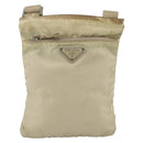 PRADA Shoulder Bag Nylon Beige Silver Auth LNZ604-13