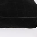 CHANEL Chain Choco Bar Umhängetasche Wildleder Schwarz Gold CC Auth LNZ606A-9