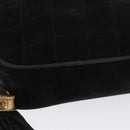 CHANEL Chain Choco Bar Umhängetasche Wildleder Schwarz Gold CC Auth LNZ606A-14