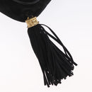 CHANEL Chain Choco Bar Umhängetasche Wildleder Schwarz Gold CC Auth LNZ606A-17