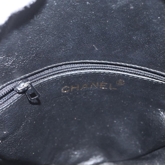 CHANEL Chain Choco Bar Umhängetasche Wildleder Schwarz Gold CC Auth LNZ606A