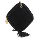 CHANEL Chain Choco Bar Umhängetasche Wildleder Schwarz Gold CC Auth LNZ606A-13