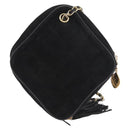 CHANEL Chain Choco Bar Umhängetasche Wildleder Schwarz Gold CC Auth LNZ606A-2