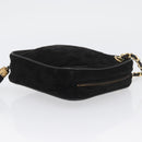 CHANEL Chain Choco Bar Umhängetasche Wildleder Schwarz Gold CC Auth LNZ606A-3