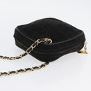 CHANEL Chain Choco Bar Umhängetasche Wildleder Schwarz Gold CC Auth LNZ606A-6