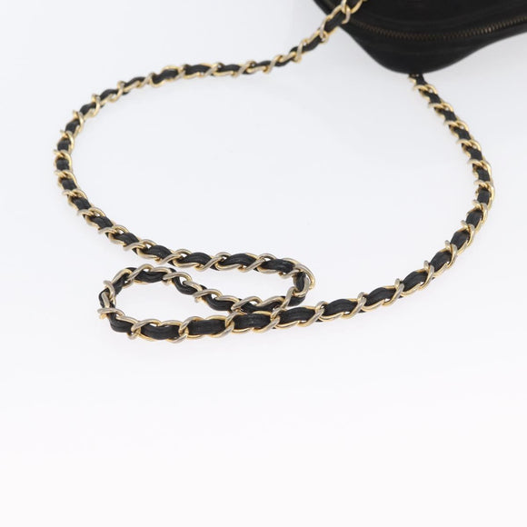 CHANEL Chain Choco Bar Umhängetasche Wildleder Schwarz Gold CC Auth LNZ606A
