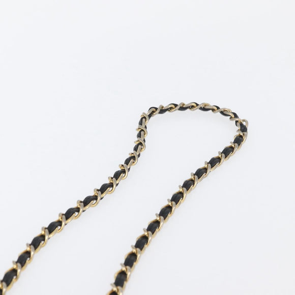 CHANEL Chain Choco Bar Umhängetasche Wildleder Schwarz Gold CC Auth LNZ606A