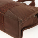 HERMES Her Line PM Tote Bag Canvas Brown Silver Auth LNZ607A-10