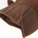 HERMES Her Line PM Tote Bag Canvas Brown Silver Auth LNZ607A-11