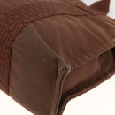 HERMES Her Line PM Tote Bag Canvas Brown Silver Auth LNZ607A-12