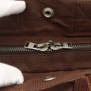 HERMES Her Line PM Tote Bag Canvas Brown Silver Auth LNZ607A-14