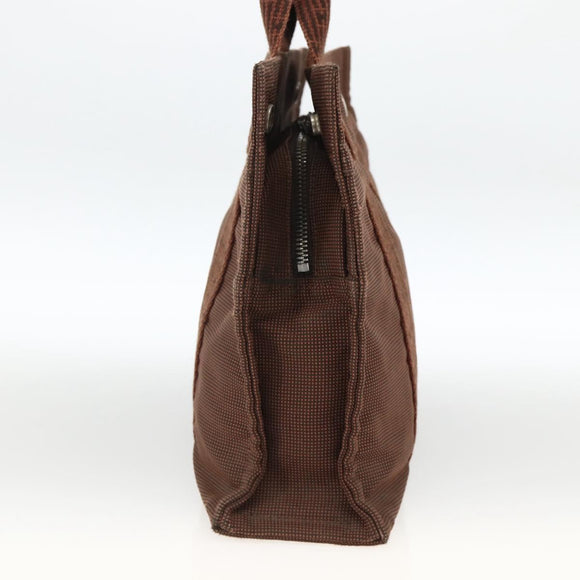 HERMES Her Line PM Tote Bag Canvas Brown Silver Auth LNZ607A