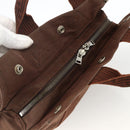 HERMES Her Line PM Tote Bag Canvas Brown Silver Auth LNZ607A-6