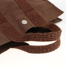 HERMES Her Line PM Tote Bag Canvas Brown Silver Auth LNZ607A-7