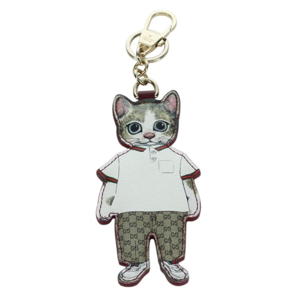 GUCCI GG Supreme Boris Yuko Higuchi Charm PVC Beige Auth LNZ613SM