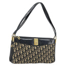Christian Dior Trotter Canvas Shoulder Bag Navy Gold Auth LNZ621-1