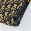 Christian Dior Trotter Canvas Shoulder Bag Navy Gold Auth LNZ621-16