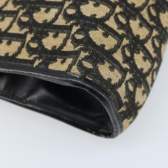 Christian Dior Trotter Canvas Shoulder Bag Navy Gold Auth LNZ621