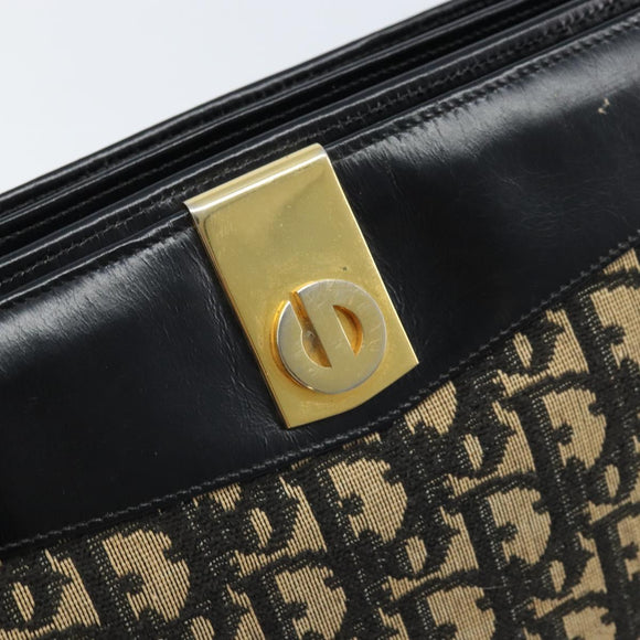 Christian Dior Trotter Canvas Shoulder Bag Navy Gold Auth LNZ621