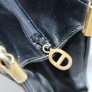 Christian Dior Trotter Canvas Shoulder Bag Navy Gold Auth LNZ621-10