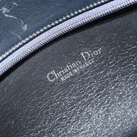 Christian Dior Trotter Canvas Shoulder Bag Navy Gold Auth LNZ621