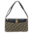 Christian Dior Trotter Canvas Shoulder Bag Navy Gold Auth LNZ621-13