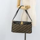 Christian Dior Trotter Canvas Shoulder Bag Navy Gold Auth LNZ621-22