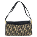 Christian Dior Trotter Canvas Shoulder Bag Navy Gold Auth LNZ621-2