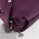 Salvatore Ferragamo Gancini Hand Bag Leather Purple Silver Auth LNZ629-9