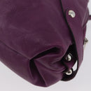 Salvatore Ferragamo Gancini Hand Bag Leather Purple Silver Auth LNZ629-11