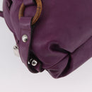 Salvatore Ferragamo Gancini Hand Bag Leather Purple Silver Auth LNZ629-12