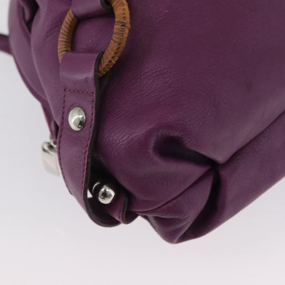 Salvatore Ferragamo Gancini Hand Bag Leather Purple Silver Auth LNZ629