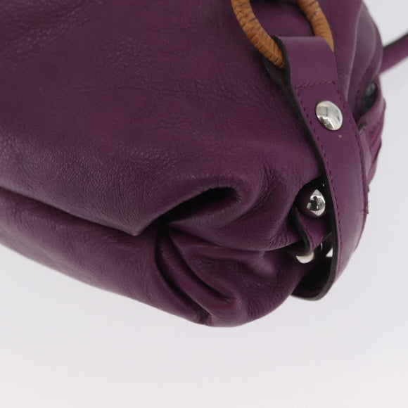 Salvatore Ferragamo Gancini Hand Bag Leather Purple Silver Auth LNZ629
