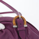 Salvatore Ferragamo Gancini Hand Bag Leather Purple Silver Auth LNZ629-15