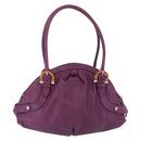 Salvatore Ferragamo Gancini Hand Bag Leather Purple Silver Auth LNZ629-2