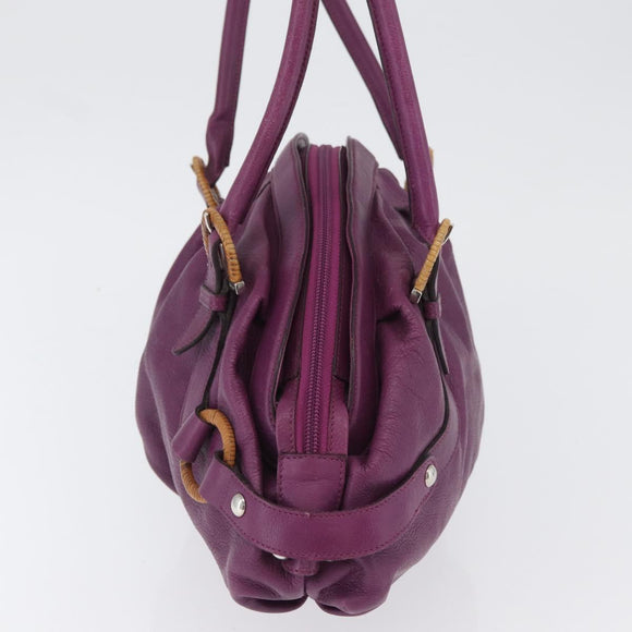 Salvatore Ferragamo Gancini Hand Bag Leather Purple Silver Auth LNZ629