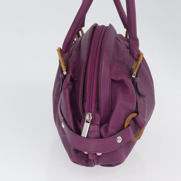 Salvatore Ferragamo Gancini Hand Bag Leather Purple Silver Auth LNZ629
