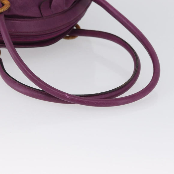 Salvatore Ferragamo Gancini Hand Bag Leather Purple Silver Auth LNZ629