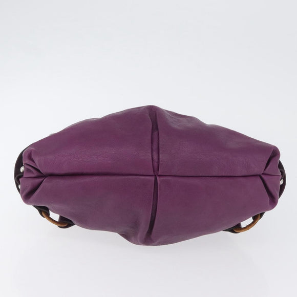 Salvatore Ferragamo Gancini Hand Bag Leather Purple Silver Auth LNZ629