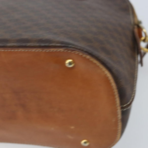 CELINE Macadam Canvas Hand Bag PVC Leather 2way Brown Gold Auth LNZ630