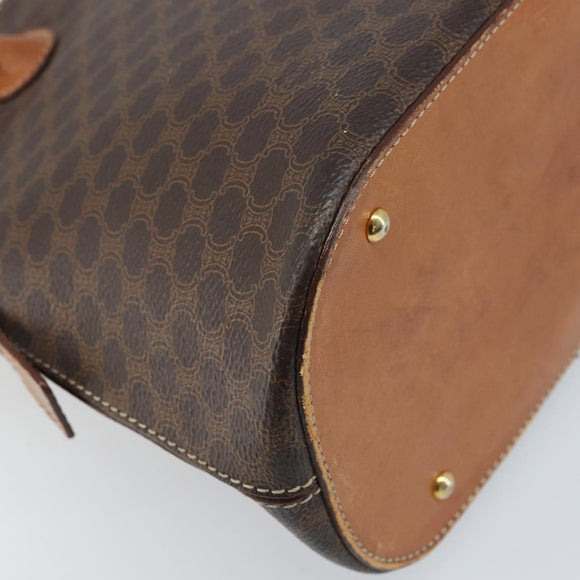 CELINE Macadam Canvas Hand Bag PVC Leather 2way Brown Gold Auth LNZ630