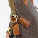 CELINE Macadam Canvas Hand Bag PVC Leather 2way Brown Gold Auth LNZ630-10