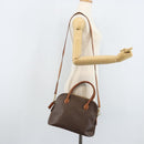 CELINE Macadam Canvas Hand Bag PVC Leather 2way Brown Gold Auth LNZ630-24