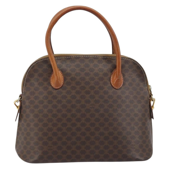 CELINE Macadam Canvas Hand Bag PVC Leather 2way Brown Gold Auth LNZ630