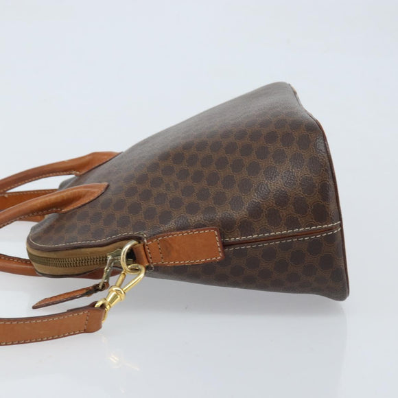 CELINE Macadam Canvas Hand Bag PVC Leather 2way Brown Gold Auth LNZ630