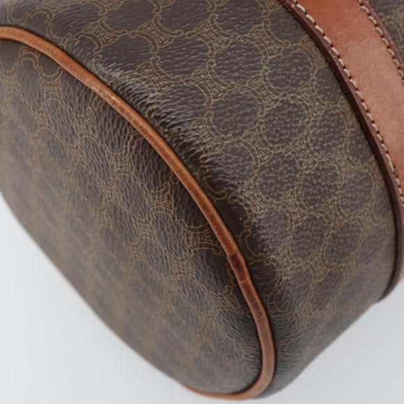 CELINE Macadam Canvas Hand Bag PVC Leather Brown Gold Auth LNZ631