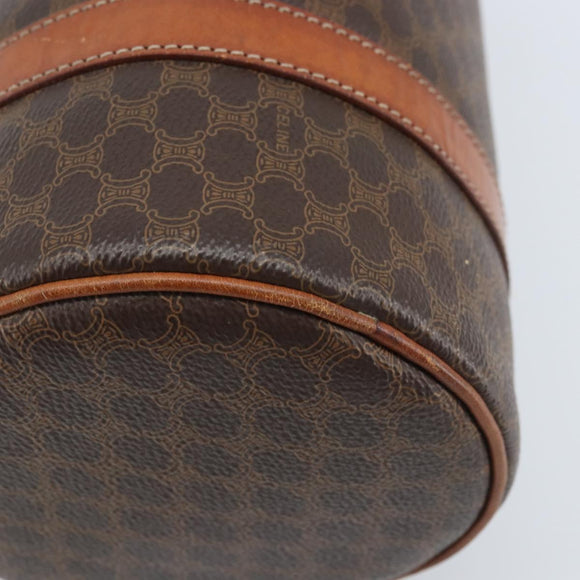 CELINE Macadam Canvas Hand Bag PVC Leather Brown Gold Auth LNZ631